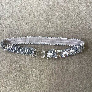 Stretchy Silver Sequined Kid’s Belt